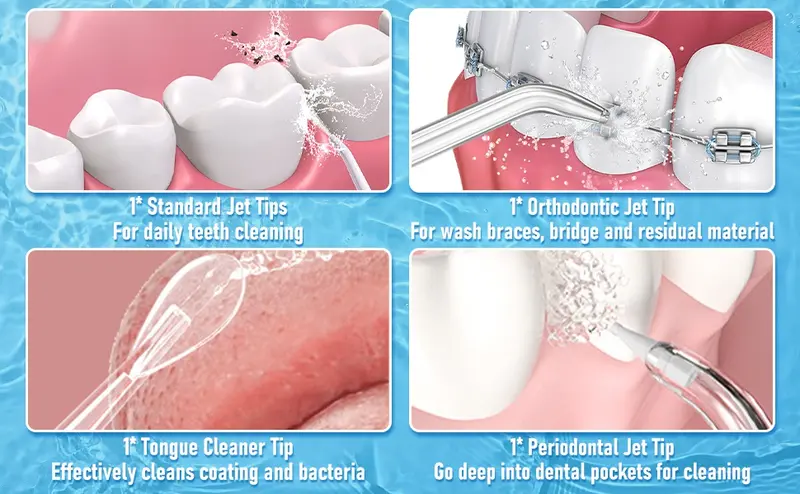 Product Introduction of Electric Water Flosser Cordless for Teeth 3 Modes 4 Jet Tips Cleaning and Flossing Water Dental Portable Floss Irrigator Oral Water Flossed Rechargeable Tonsil Stone Travel Adults 3