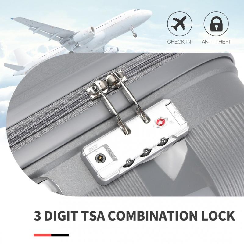 [MissLulu Bags] Bright Candy Design Hard Shell Polypropylene 20''/24''/28'' Suitcase with TSA Lock and 14'' Vanity Case Classic Collection - Grey 7