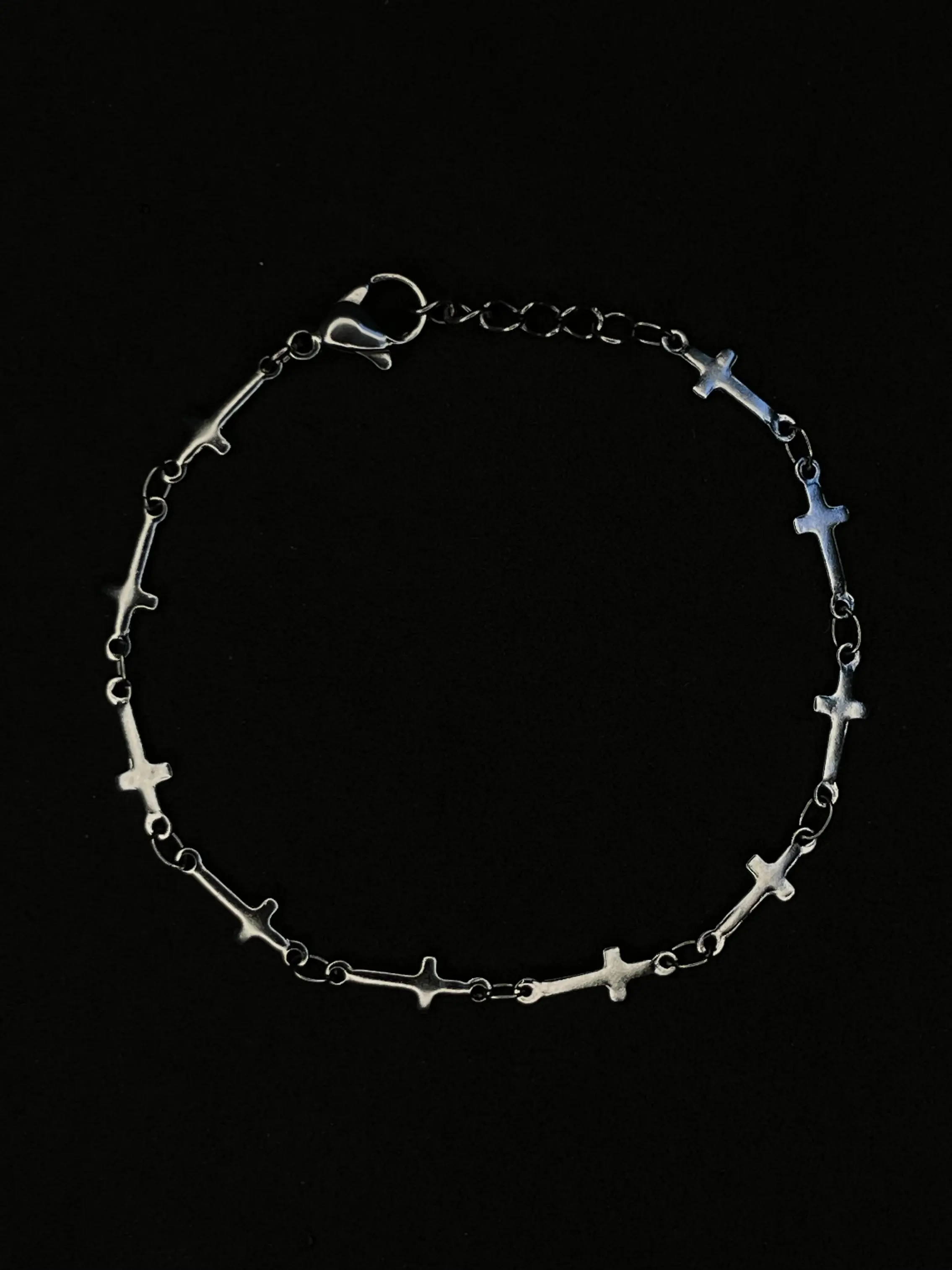 Stainless Steel Cross Chain Bracelet - Silver