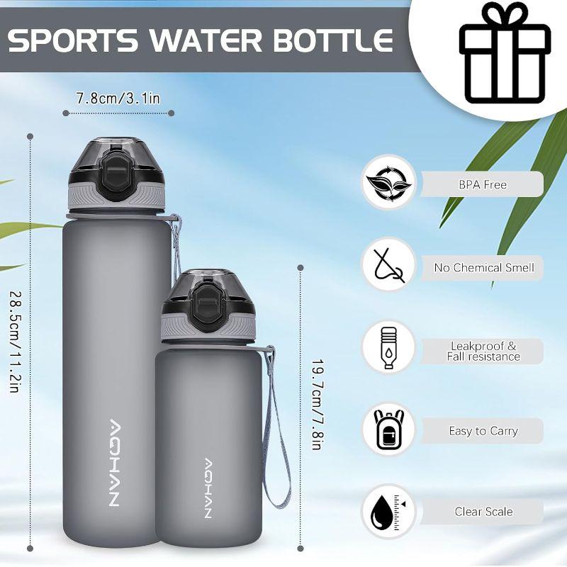 Water Bottle 1L with Leak Proof Flip Top Lid, BPA Free Sport Drinking Bottle with Straw, Dishwasher Safe Water Bottle Non-Toxic Water Jug with Carrying Strap 4