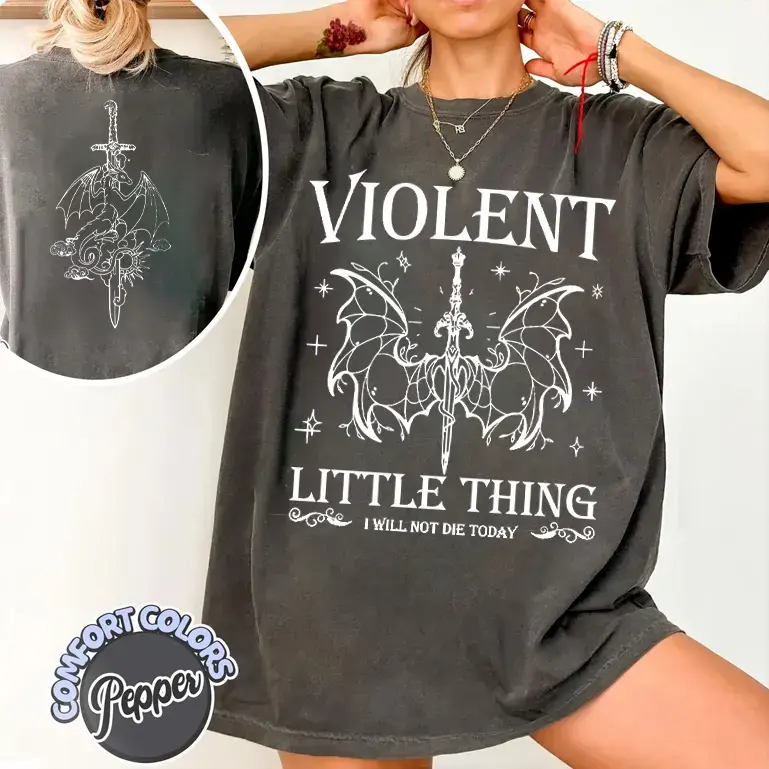 YOUTH Violent Little Thing Comfort Colors Shirt, Vintage Fourth Wing Sweatshirt, Violet Sorrengail, Violent Little Thing Sweatshirt, Dragon Rider T-Shirt, Bookish Sweatshirt