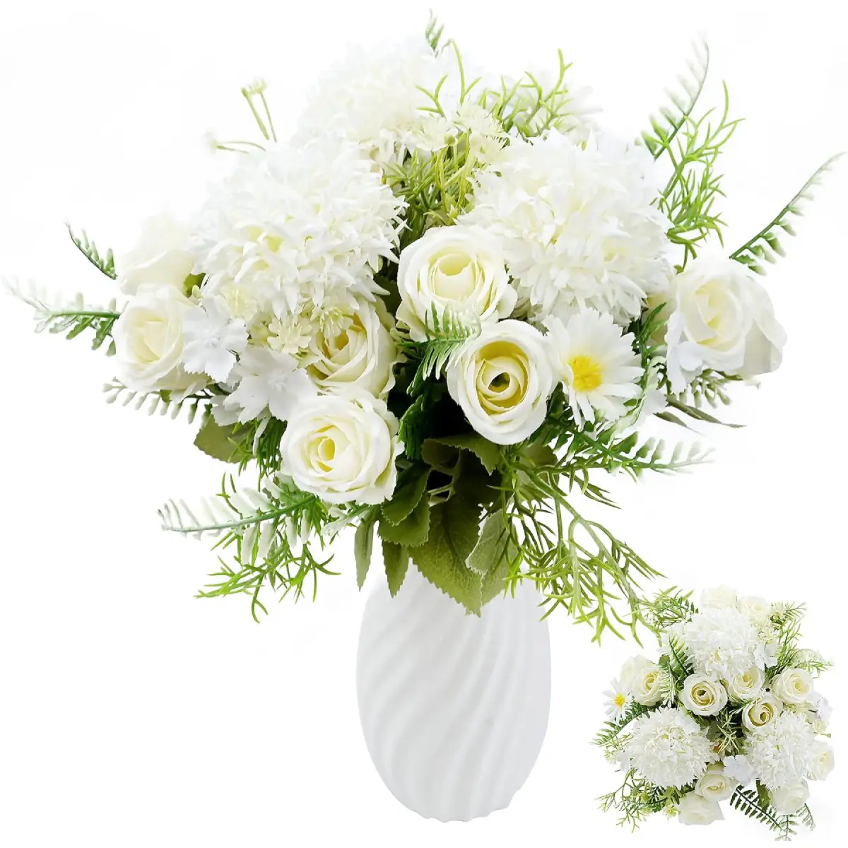 3 Bundles Artificial Flowers Mixed Rose Hydrangea Flower Bouquet Artificial Plants Flowers Decoration Fake Peony Silk Hydrangea Bouquet Decor for Home Wedding Office Table Decoration Gift Decorative Fruit Ornaments