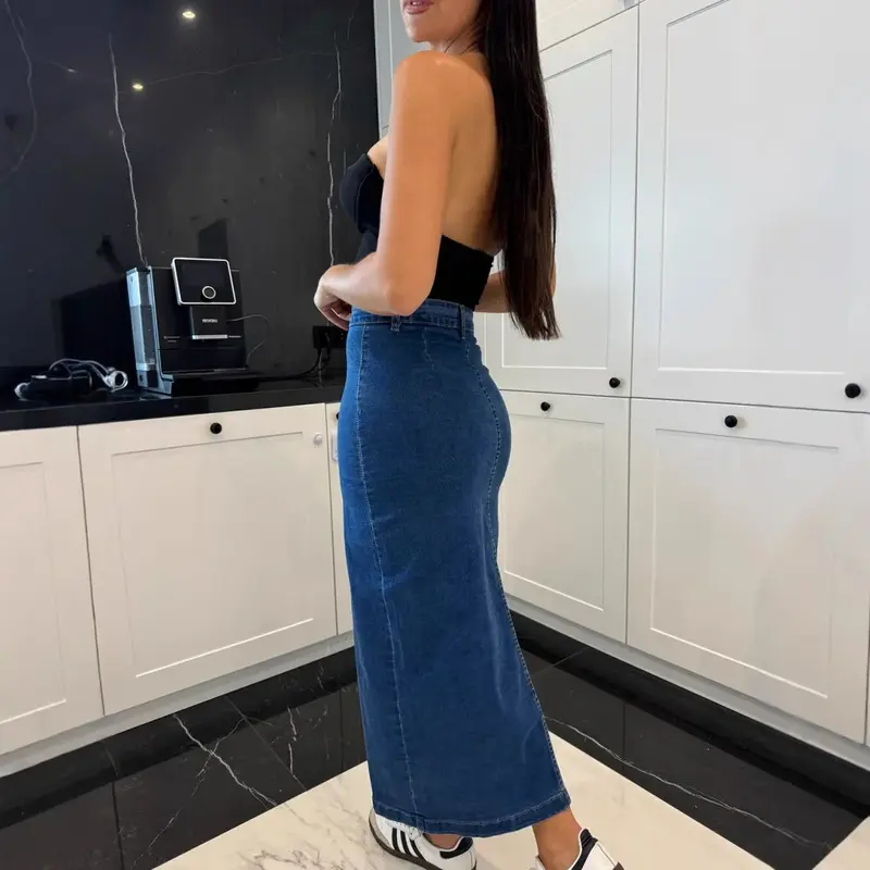 New Women's Clothing Buttons Irregular Split Half-body Denim Skirt High Waist Sexy Slim Hip Skirt 0