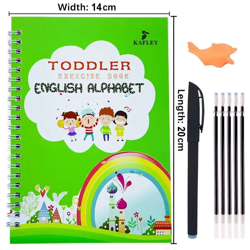 Kids Arabic English Copybooks With Pen Reusable Magical Writing Book Free Wiping Children Handwriting Early Learn Reusable Writing Paste Calligraphy Handwriting Copybook For Kids Word Children's Book English Calligraphic Letter Practice