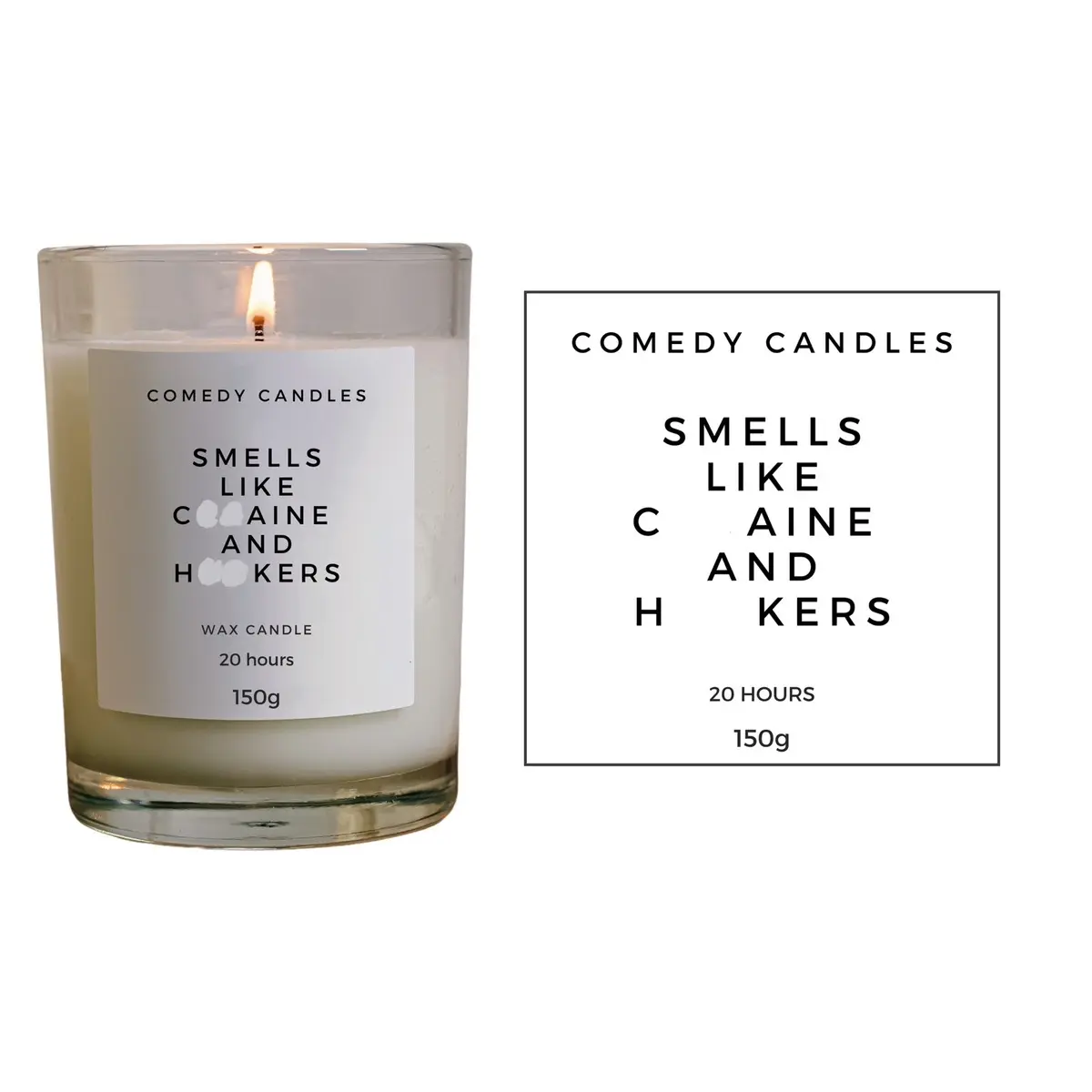 Dark Humor Comedy Candle - "Smells like coke and h kers" Perfect Christmas Secret Santa Gift funny friend or family - Scent, Decor label Room Friend Freshener Decoration