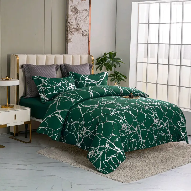 LUXURY MARBLE EFFECT 4 PIECE DESIGNER COMPLETE SET BEDDING SET SOFT EGYPTIAN COTTON TOUCH 8