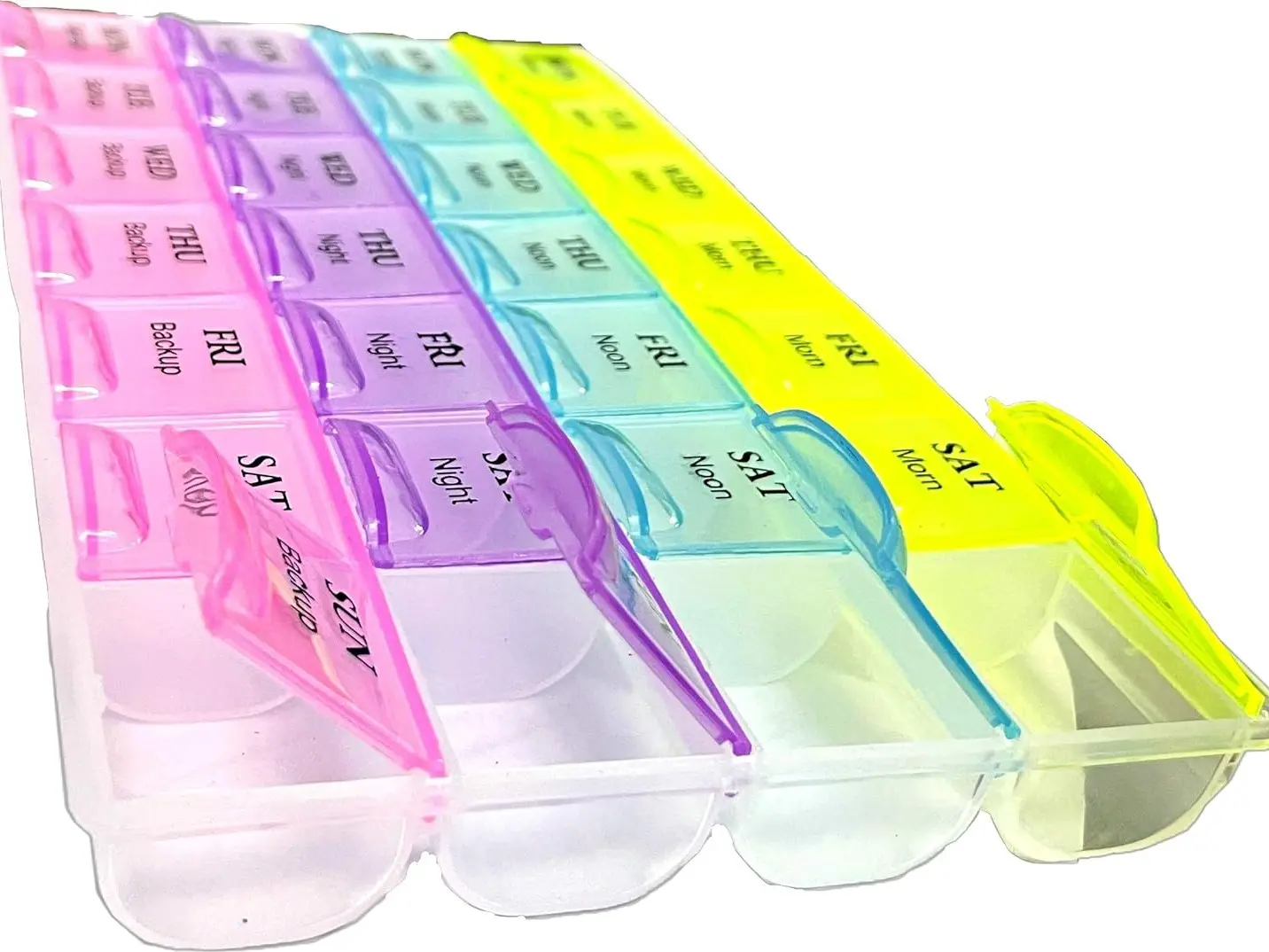 Weekly Pill Box 7 Day 28 Compartments Tablet Organiser with Labels for Medicines, FREE DELIVERY Healthcare Aid