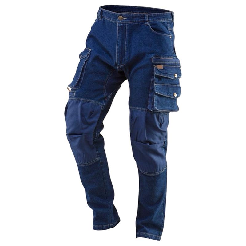 Mens Slim Fit Stretch Heavy Duty Work Jeans With Knee Pad Pockets Denim Multi Pockets Combat Cargo Trousers 2