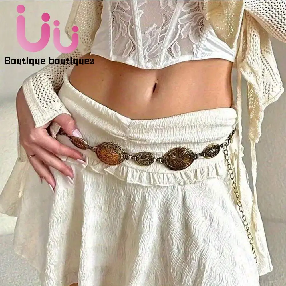 2025 NEW Silver & Gold Hollow Style Chain Belt, Adjustable Fashion Metal Inlay Waist Belt For Women, Party [Fashion Accessories]