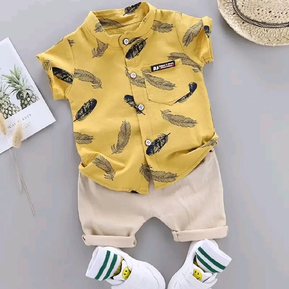 Baby Boy Leaf Print Shirt & Shorts Summer Clothing