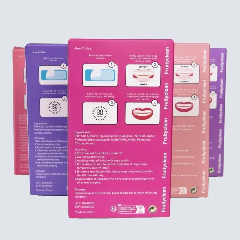 Fruity Clean Viral Teeth Whitening Strips – Achieve a whiter, brighter smile fast! Easy-to-use strips with delicious flavors. Perfect for sensitive teeth, no mess, no fuss – just amazing results in minutes 6