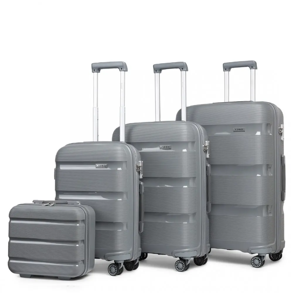 [MissLulu Bags] Bright Candy Design Hard Shell Polypropylene 20''/24''/28'' Suitcase with TSA Lock and 14'' Vanity Case Classic Collection - Grey