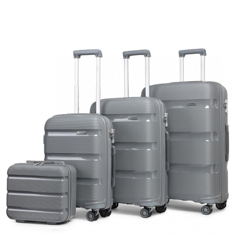 [MissLulu Bags] Bright Candy Design Hard Shell Polypropylene 20''/24''/28'' Suitcase with TSA Lock and 14'' Vanity Case Classic Collection - Grey 0