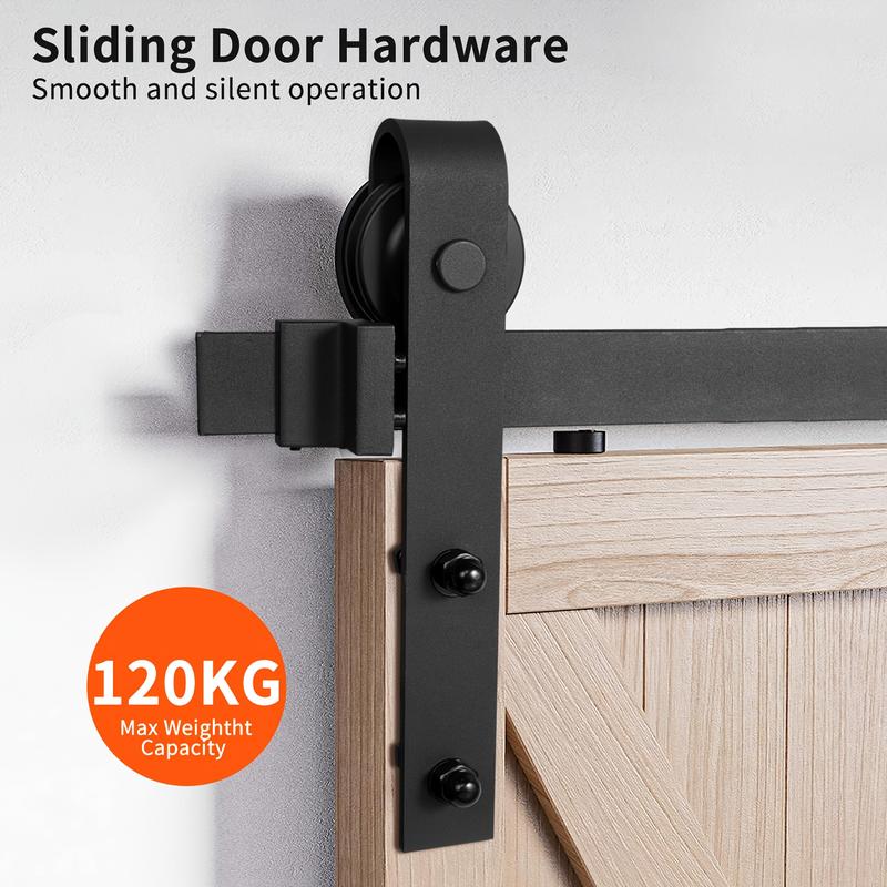 6ft Barn Door Sliding Track Hardware Kit Wood Steel Roller Closet Track System 4