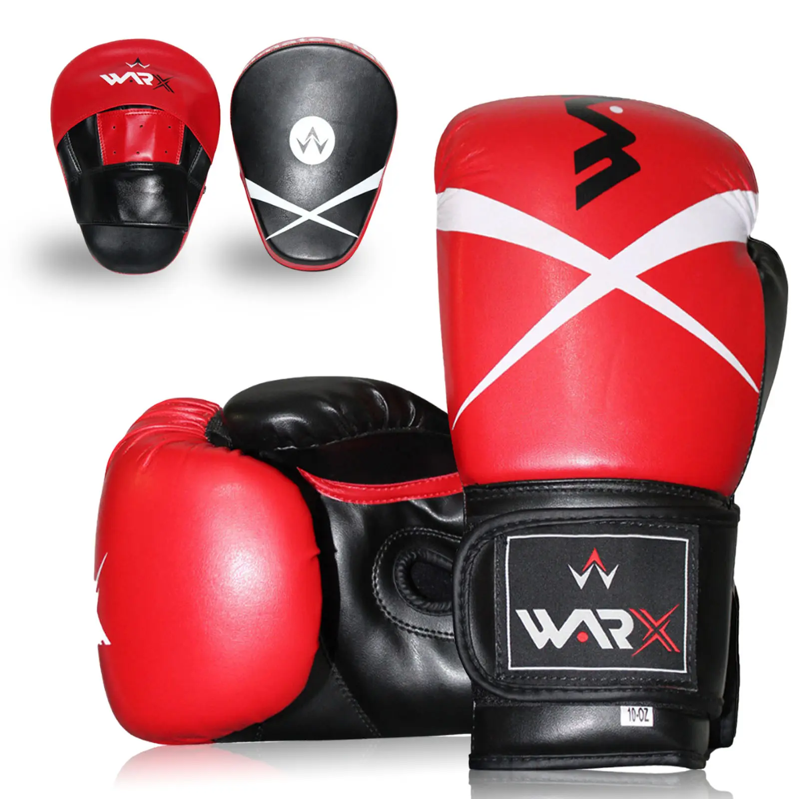 WARX Boxing Gloves and Focus Pads Set Hook & Jabs Mitts Punch Gym Training MMA