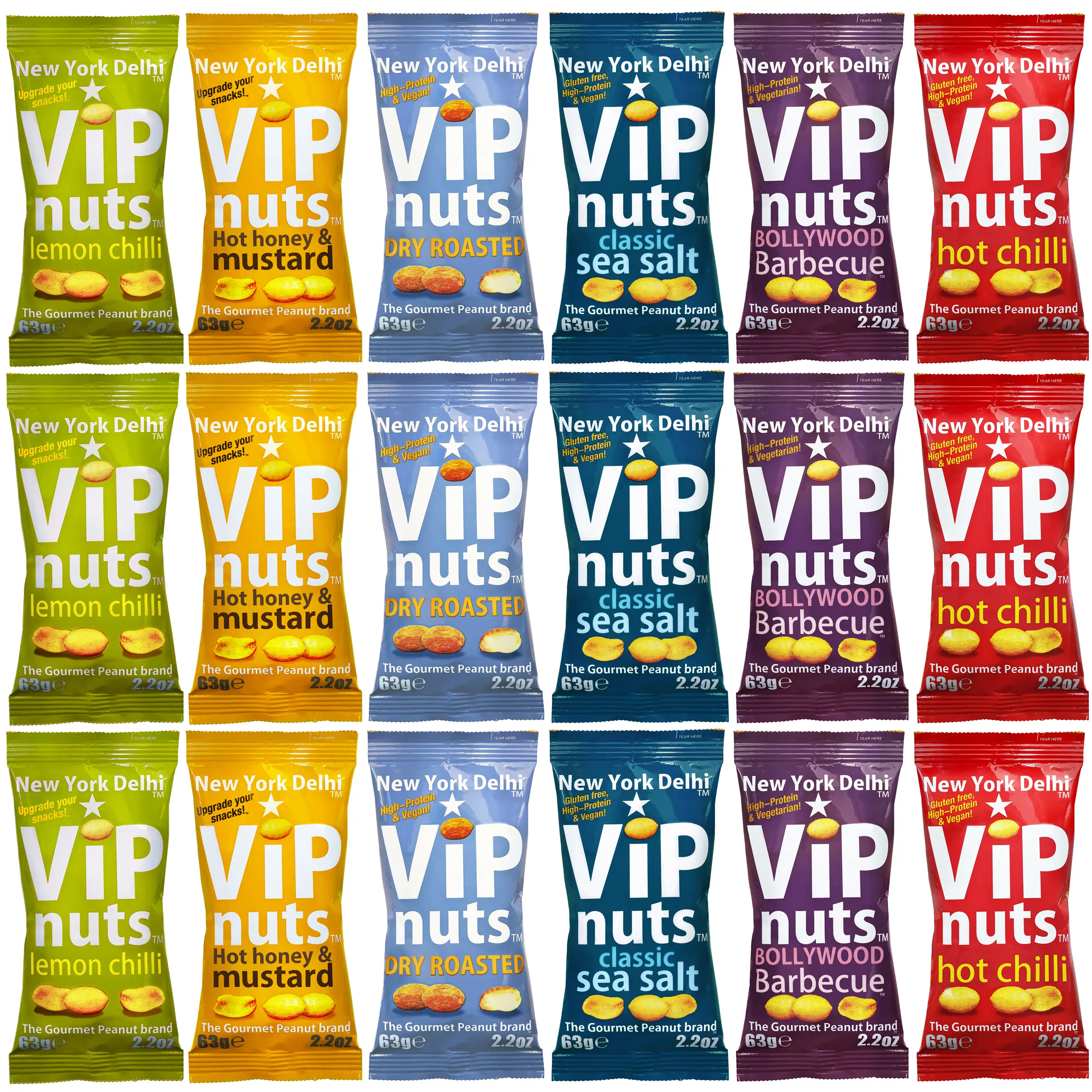 New York Delhi ViPnuts Selection box 18 packs - 6 to 7 flavours - high protein snacks