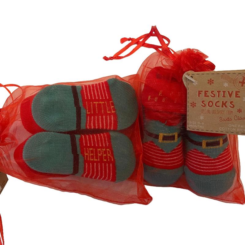 Christmas Design Baby Socks In Organza Bag 2