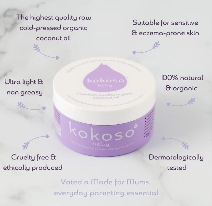 Kokoso Baby Organic Coconut Oil - Moisturising 100% Natural Baby Oil for Baby Massage, Dry, Sensitive and Normal Baby Skin - 200ml 5