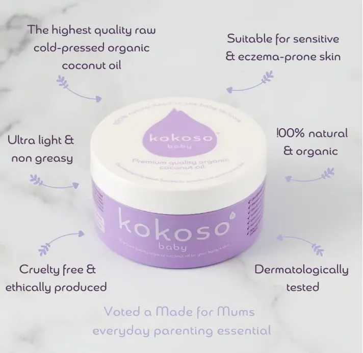 Kokoso Baby Organic Coconut Oil - Moisturising 100% Natural Baby Oil for Baby Massage, Dry, Sensitive and Normal Baby Skin - 200ml 5