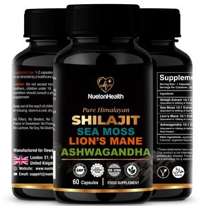 Shilajit, Sea Moss, Lion's Mane, and Ashwagandha Capsules  - 60 Vegan Capsules by NuetonHealth UK