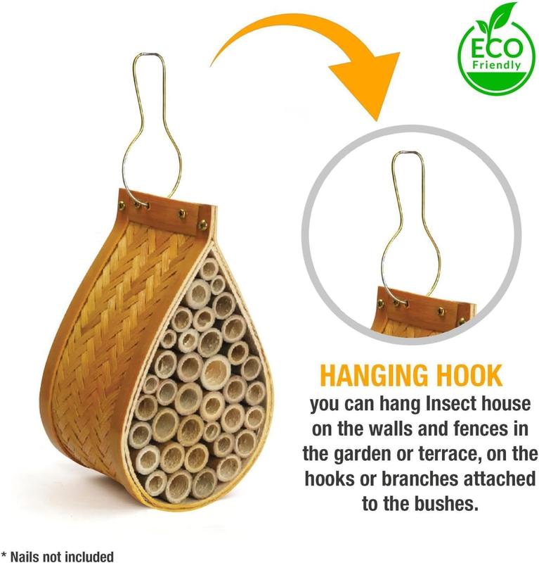 Bamboo Nest House Hanging Bee Bugs Oval Insect Hotel Hanging Teardrop Bee House By MantraRaj 5