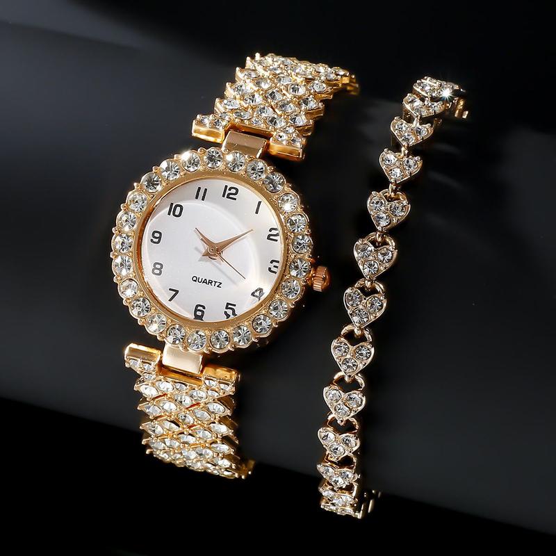 Product Introduction of Fashion Jewelry 2pcs Luxury Fashion Women Watch Set Silver Strap Ladies Quartz Wristwatch Alloy Bracelet For Ladies Jewelry Set Clock Gift 13