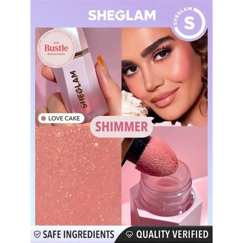 SHEGLAM Color Bloom Dayglow Liquid Blush Shimmer Finish-Love Cake Glowing Gel Cream Blush Long Lasting Non-Fading Highly Pigmented Lightweight Long Wear Smooth Blusher Winter Pink Gifts Blush Day Decor Love Gift Winter Makeup Party Fashion Girl Cosmetic 1