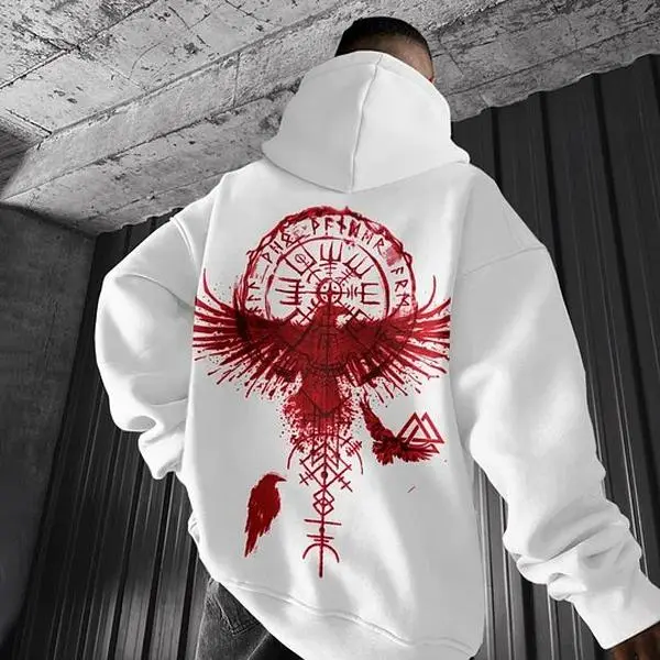 Oversize Vikings Totem Print Hoodie tt104 for Men and Women - Soft Fabric - Casual Fashion - Pullover Design - Stylish Outfit - Day, Menswear