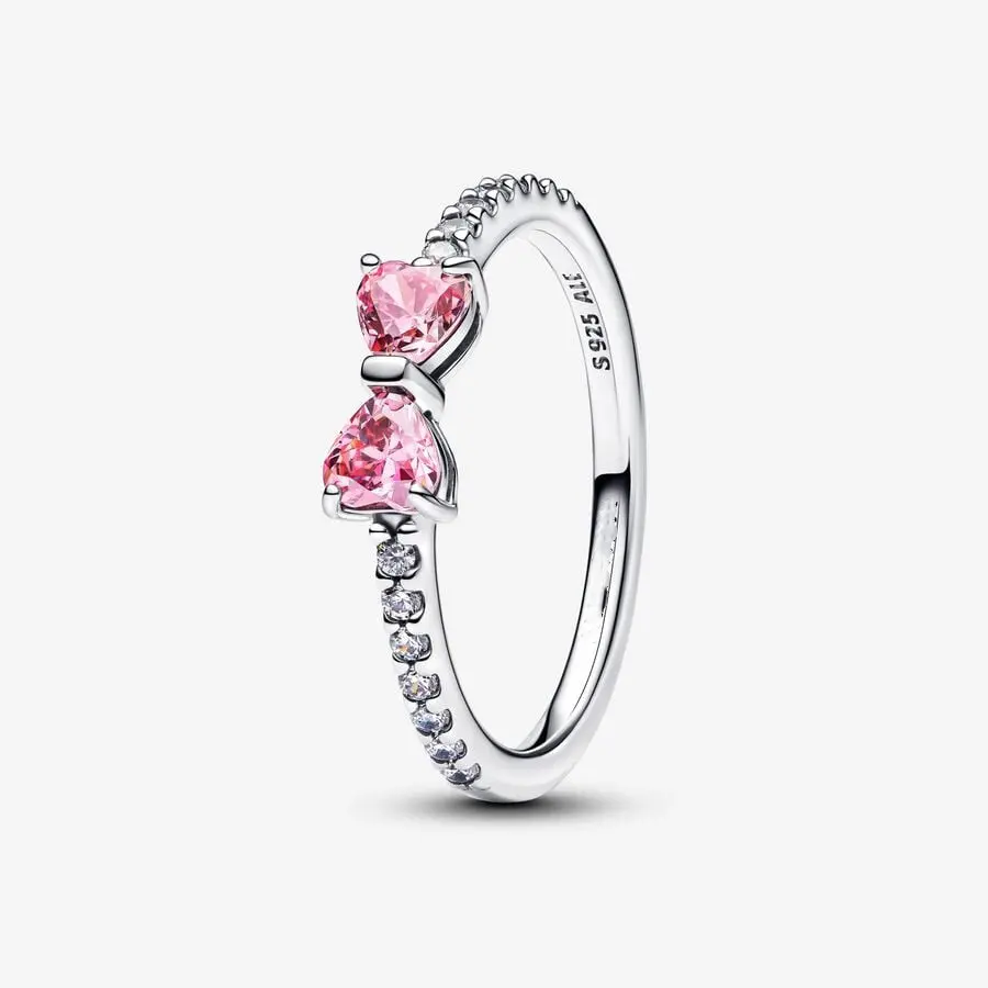 Sparkling Pink Bow Ring,Delicate Ring,Valentine's Day Gift,Mother's Day Gift,Bridesmaid gift