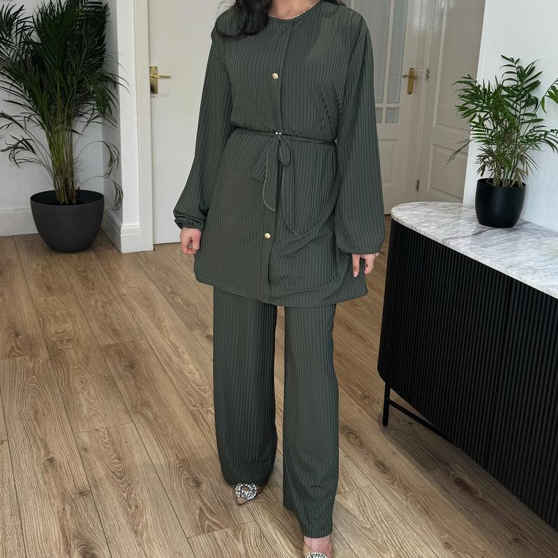 STYLEME LADIES 4 BUTTON RIBBED CO ORD SET MODEST WEAR 5
