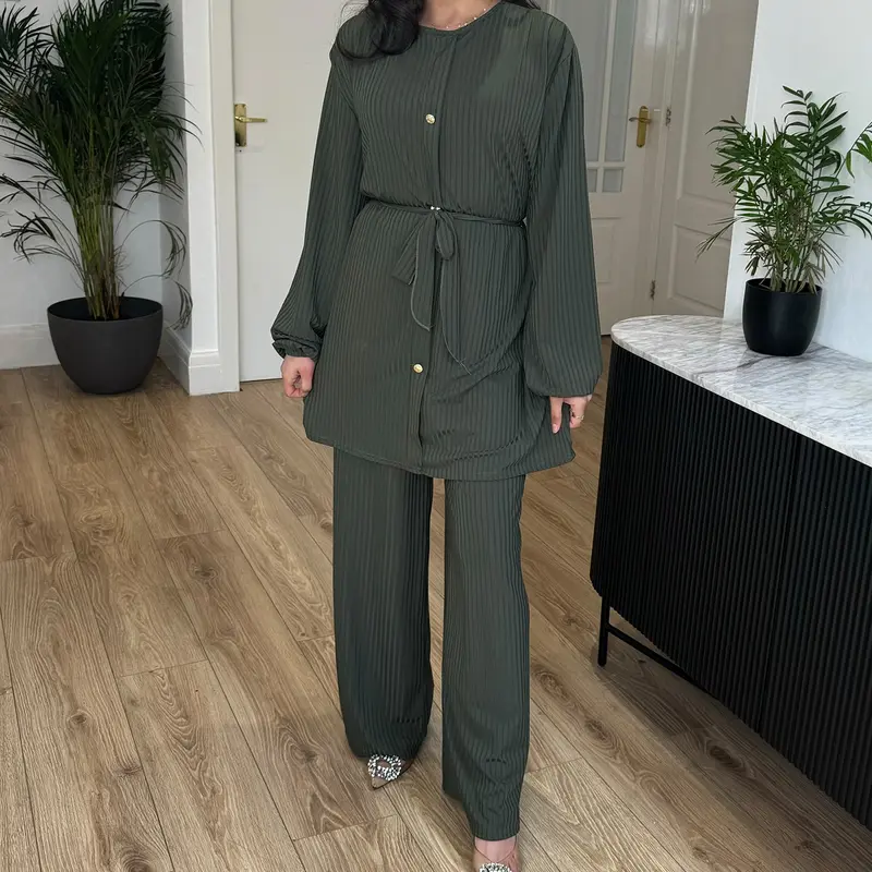 STYLEME LADIES 4 BUTTON RIBBED CO ORD SET MODEST WEAR 5