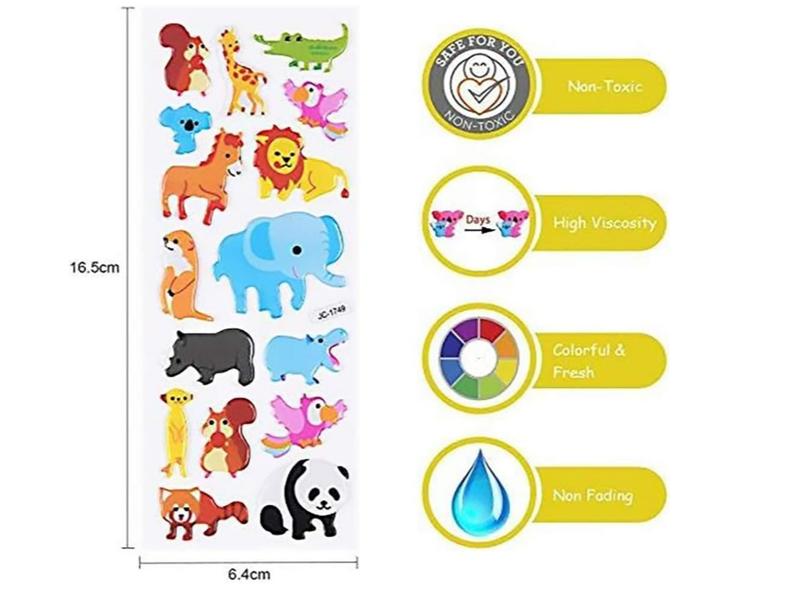 3D Stickers for Kids, 22 Variety Sheets Puffy Stickers, 500+ Children Stickers for Party Rewarding Gifts Scrapbooking Including Animals Fish Dinosaurs Numbers Fruits Trucks Butterfly and More 4