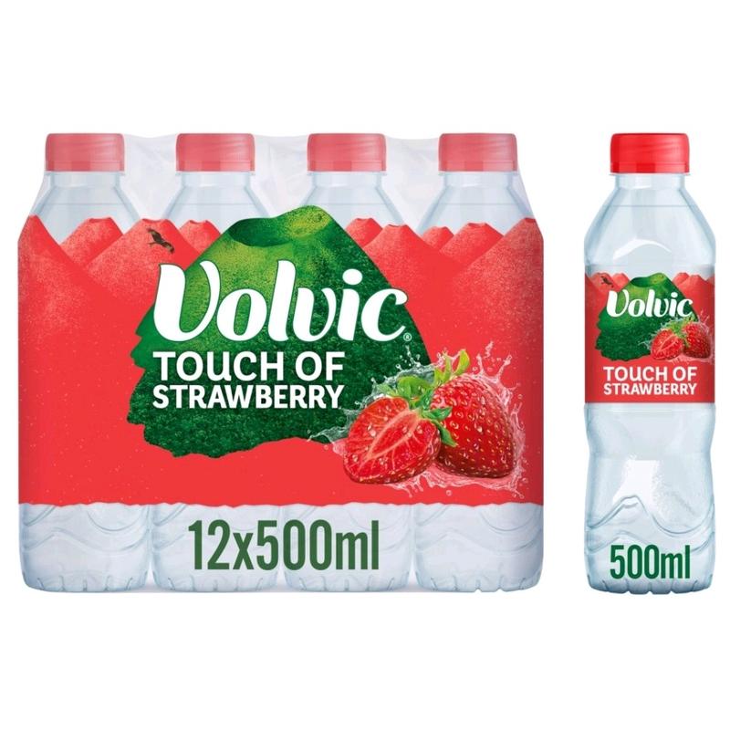 Volvic Touch of Strawberry Flavoured Water - 12 x 500ml Bottles - Drink Beverage - LONG DATE 0