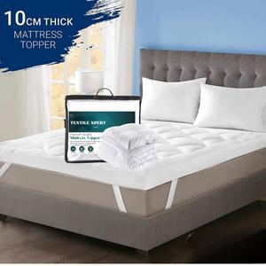 Extra Thick Mattress Topper 4”/10cm With Elasticized Corners | Hotel Quality-Breathable Noiseless Washable Anti SlipFluffy Hypoallergenic Mattress Topper-Supersoft Heavy Fill-Anti Allergy-Stitched and Elasticated Corner Strap-Single Double King Super King