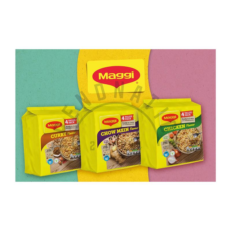 Product Introduction of Maggi Instant Noodles 4 Pack | Chow Mein, Chicken & Curry Flavour | 3 Minute Noodle Soup | 4 x 59g | Halal Food Ramen 5