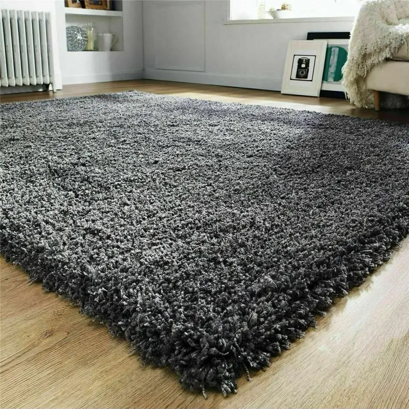 PRIME PLUS EXTRA THICK HEAVY 5CM PILE SOFT SHAGGY RUGS MODERN AREA RUGS BEDROOM HALL RUGS (Dark Grey, 120 x 170cm) Carpets Traveller Carpet Runner Furring Rug Fluffy room vintage softrugs tufted hessian door mat greek style purple comfort chic
