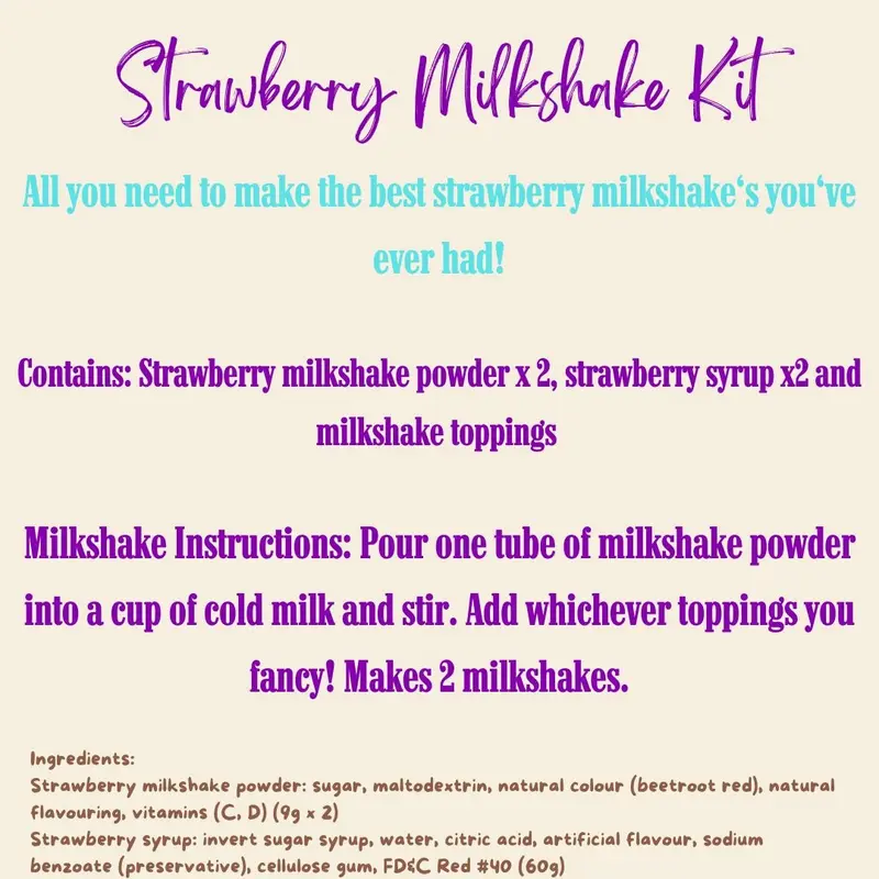 Sprinkles N Munch Strawberry Milkshake Kit, Make Your Own Milkshakes Gift Box, Letterbox Teen Gift Hamper 3