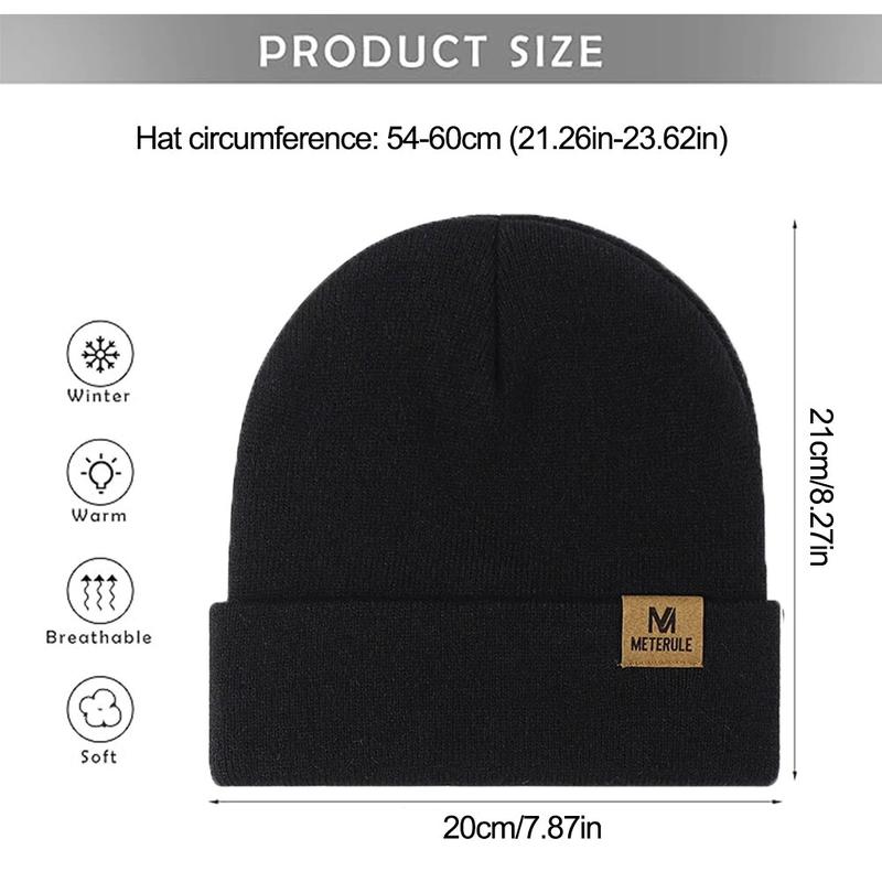 Riding Hat Knit Cuffed Beanie for Men Women Winter Warm Knitted Beanie Hats for Skiing Outdoor Camping Traveling Cycling Cap 2