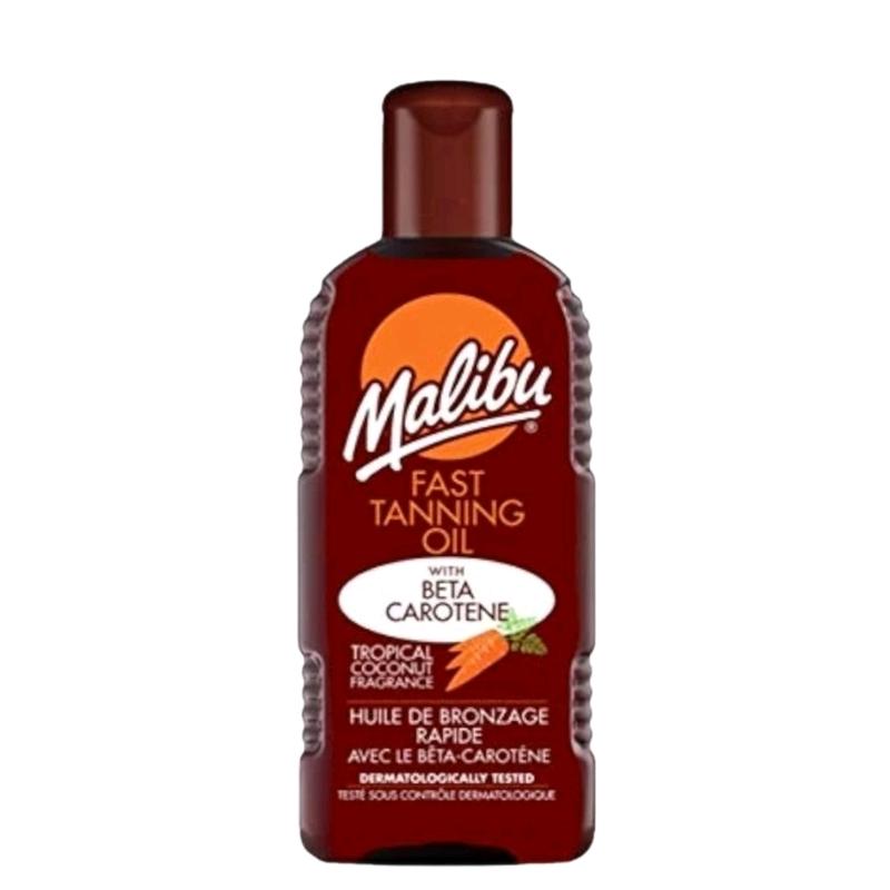 Malibu Sun Bronzing Fast Tanning Oil with Beta Carotene, Water Resistant, Tropical Coconut Fragrance, 200ml Scent Skincare Nourishing Spf 1