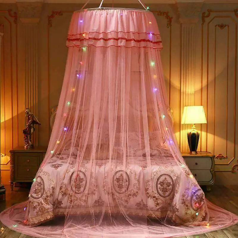 Kids Baby Bed Canopy Bedcover Mosquito Net Curtain Bedding Dome Tent LED Light - Lightweight and Breathable 1
