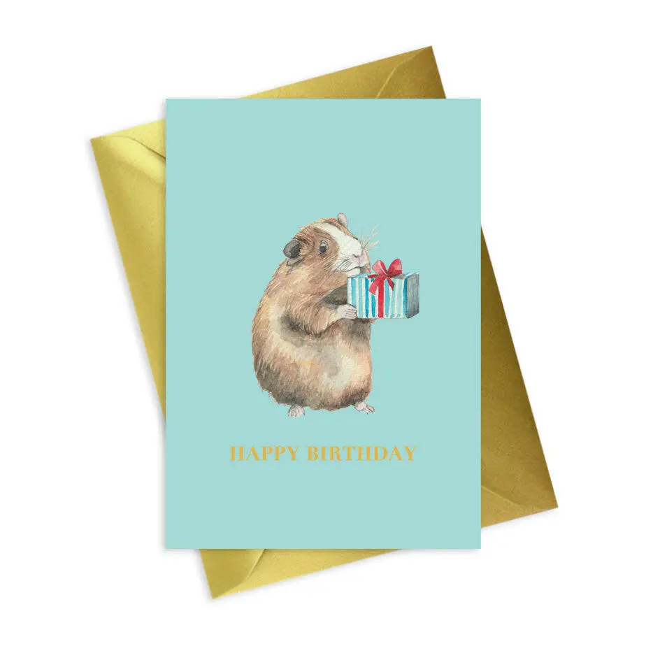 Happy Birthday Guinea Pig A6 Foiled Greeting Card - Animal Collection