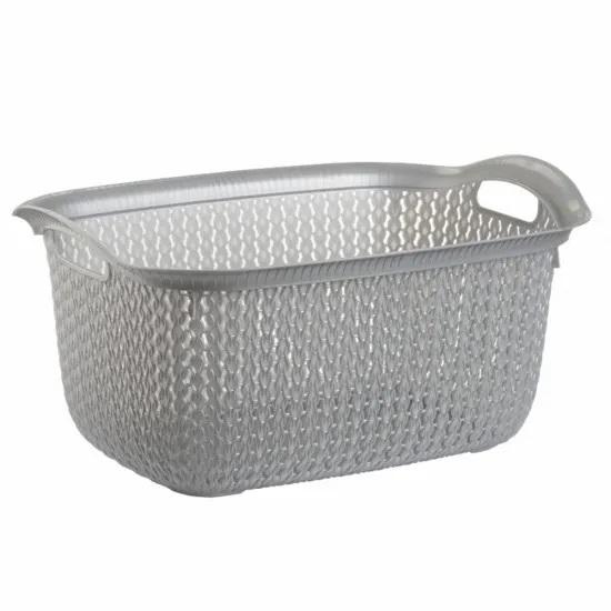 Plastic Laundry Basket Clothes Washing Bin Storage Knitted Hamper Organiser 2