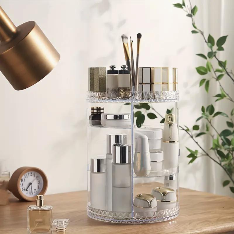 Rotating Makeup Organiser Adjustable Layers Makeup Storage Rack for Perfumes Skincare Cosmetic Storage Rack for Bathroom Bedroom Dresser Adjustable Boxes 3