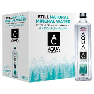 Aqua Carpatica Still Natural Mineral Water in Glass Bottle 750ML - Pack of 6