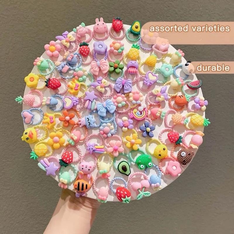 10pcs 3D Elastic Stylish Hair Ties, Cartoon Cute Hair Bands Accessories 0