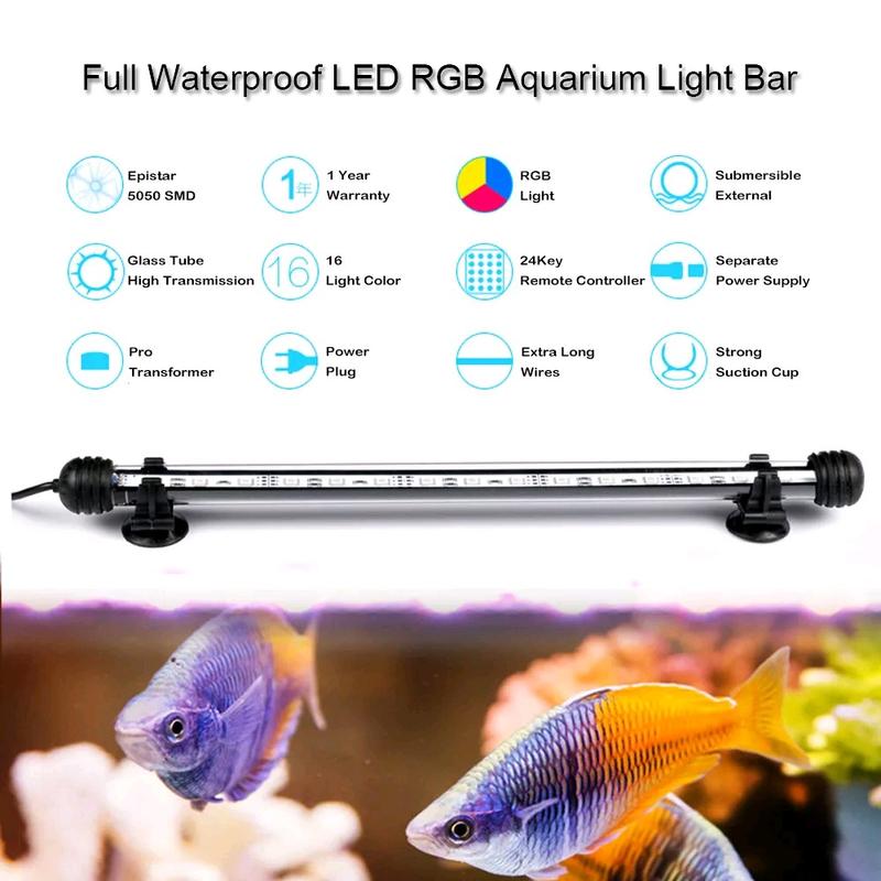 Fish Tank Light 28 CM LED Aquarium LightBlue LED Light Bar Stick Fish Tank 1