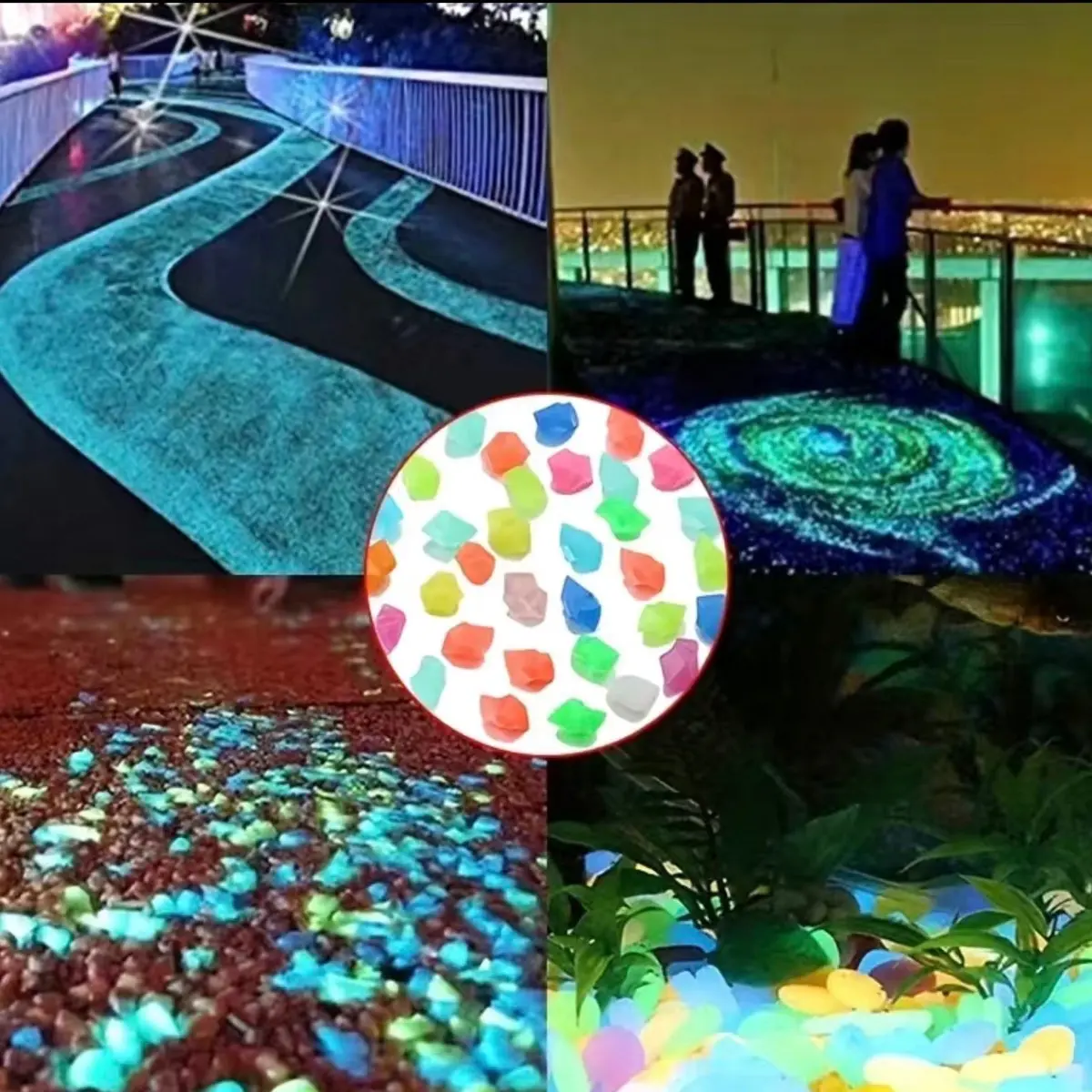 1000pcs Luminous Sand Glow In Dark Stone Pebble Chrismas Garden Yard Outdoor Path Lawn Decoration Fish Tank Aquarium Home DIY Decor 3-5mm