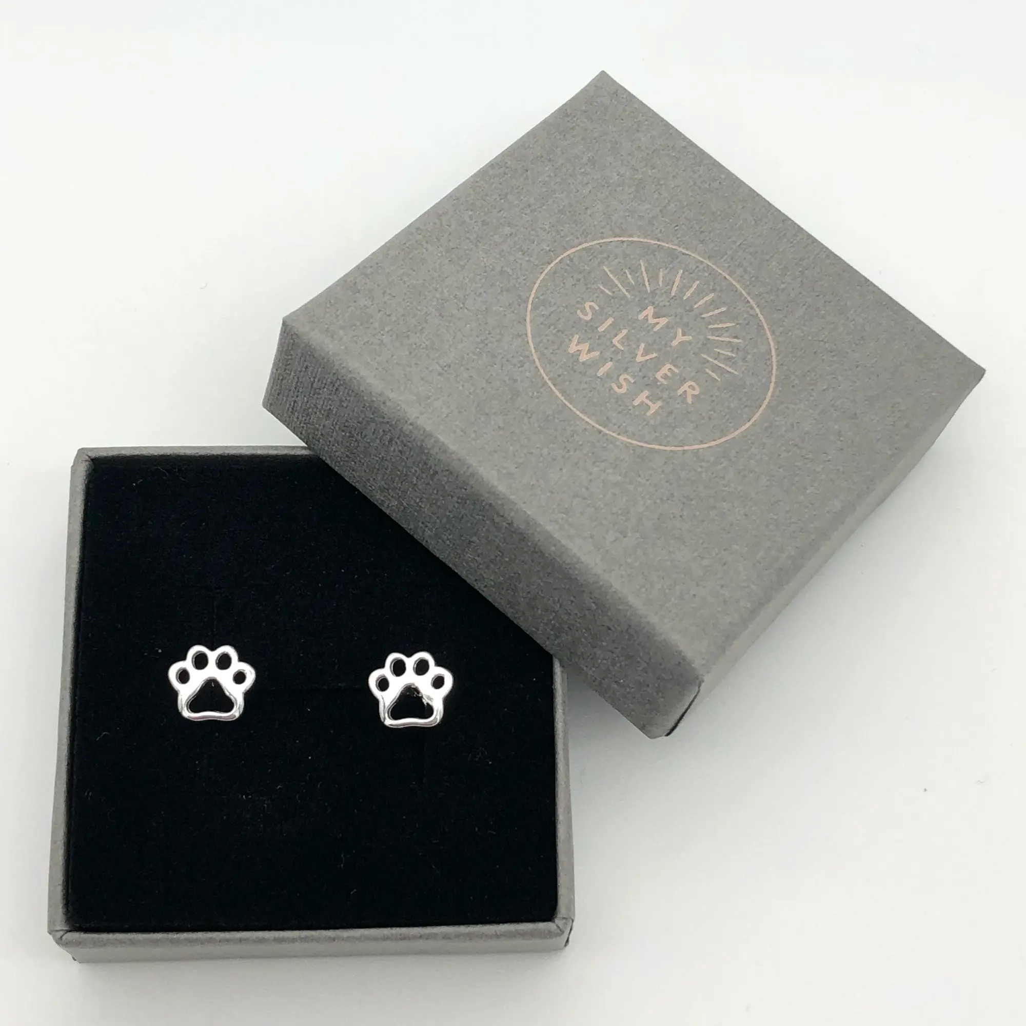 Dog or Cat Paw Print Sterling Silver Stud Earrings