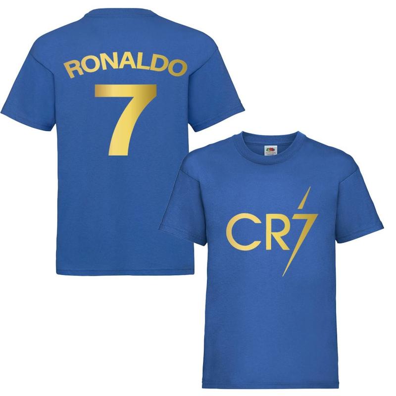 Kids Ronaldo Inspired Soccer T shirt footy merch Ronaldo TEEs Boys Girls Gift Top Tee 5-13yrs Number 7 # 7 CR7 Cristiano Ronaldo T-shirt 5