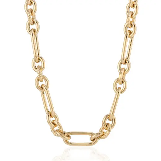 9CT YELLOW GOLD CIRCLE AND OVAL LINK BRACELET 1